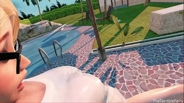 Quente 3d Futanari sobre sexo feminino na piscina versão alternativa Filmes quentes