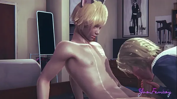 Menő Yaoi Femboy Osuke - Could this blonde femboy ride like a horse? - 3D anime manga meleg filmek