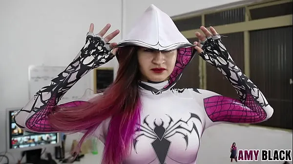 Menő Sexy Spider Girl playing solo with a hot black dildo in her tight ass - FULL ON RED meleg filmek