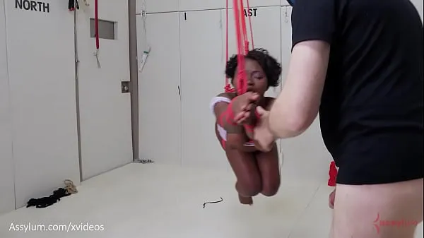Hot Beautiful black submissive gets gagged, tied up, ass punished, and turned into an anal compass to help her dominant conquer space - Noemie Bilas warm Movies