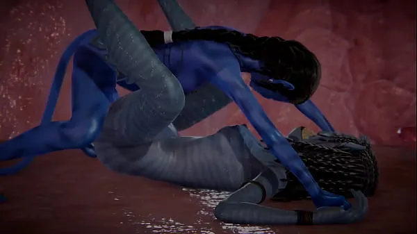 Quente Avatar - Neytiri - Garota alienígena de pele azul - Sexo e buceta lambendo com orgasmo - Animação Futanari Filmes quentes
