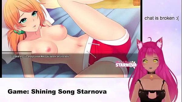 Горячие VTuber LewdNeko играет сияющую песню Starnova Natsuki Route, часть 4теплые фильмы