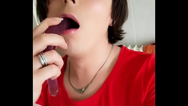 Hot Homemade dildo blowjob by Amateur tgirl Analisa - she's sucking good & imagine it would be your cock warm Movies