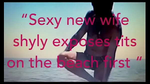 Quente A nova esposa Salina expõe peitos na praia pela primeira vez Filmes quentes