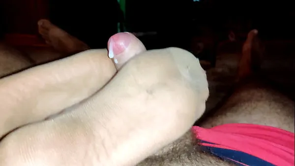 Hot footjob with dirty feet and stockings makes me cum warm Movies