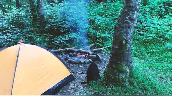 Teen sex in the forest, in a tent. REAL VIDEO Filem hangat panas