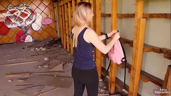Hot Stranger Cum In Pussy of a Teen Student Girl In a Destroyed Building warm Movies