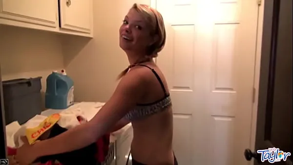 Hot Little Taylor Laundry while Masturbate with Sex toys warm Movies