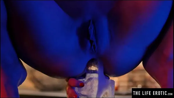 Heta Watch her fucking her tight asshole with a huge dildo made of ice varma filmer