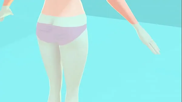 Hete Toyota's anime girl shakes big breasts in a pink bikini warme films