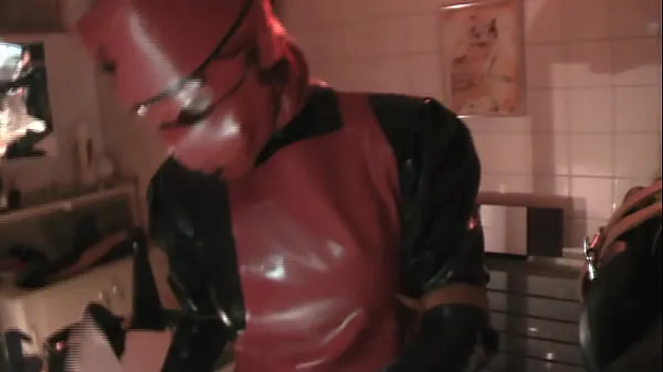 गर्म Rubber Nurse Agnes - Long black latex nurse's dress, hospital red apron and mask - the hospital slave is fucked with a long dildo until he is allowed to squirt his entire sperm slime गर्म फिल्में