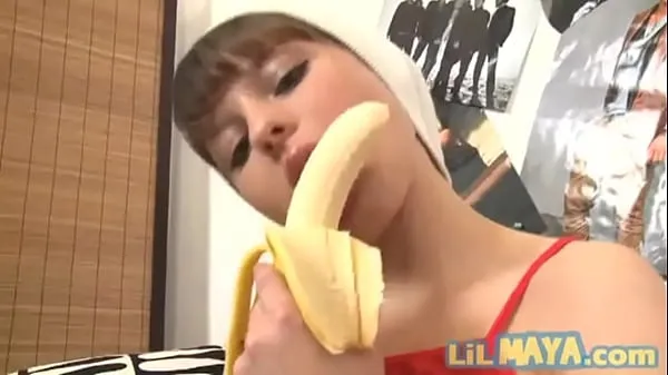 Hot Teen food fetish slut fucks banana - Lil Maya warm Movies