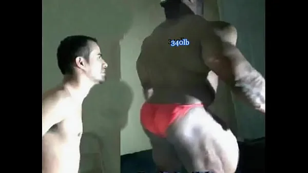 Hot black giant bodybuilder crushing skinny guy warm Movies
