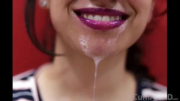 Hete Beautiful, artistic facial dripping from my gorgeous wife's purple lips warme films