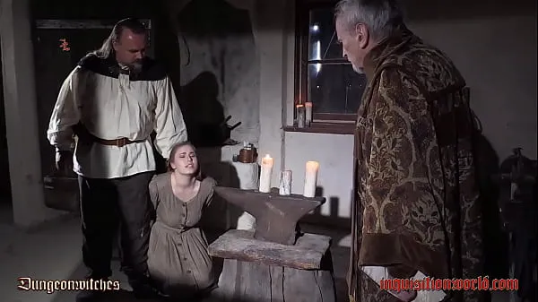 Busty blonde maid interrogated by inquisitorial judges (Trailer "Justine Film hangat yang hangat
