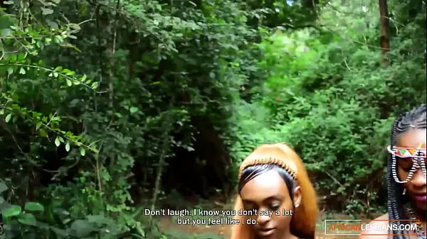 گرم Ebony party queens outdoor lesbian makeout in African music festival گرم فلمیں