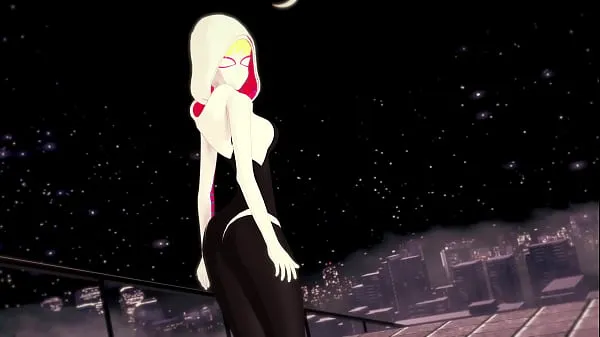 Hot Spider-Gwen Gwen Stacy masturbates and gets fucked on the rooftop warm Movies