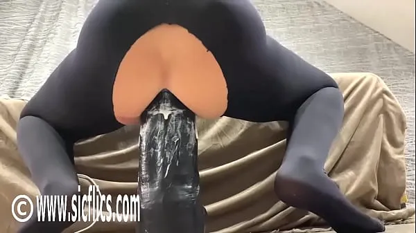 Hot Slamming Her Ass on a Giant Dildo warm Movies