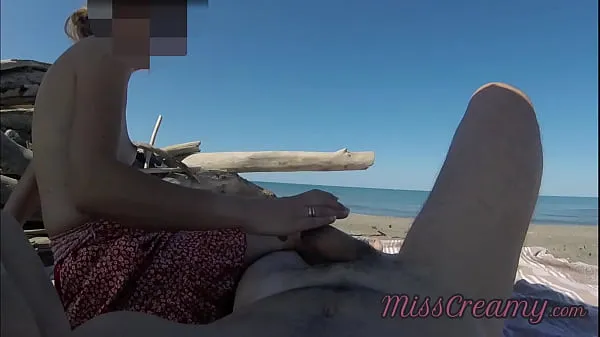 Hot Strangers caught my wife touching and masturbating my cock on a public nude beach - Real amateur french - MissCreamy warm Movies