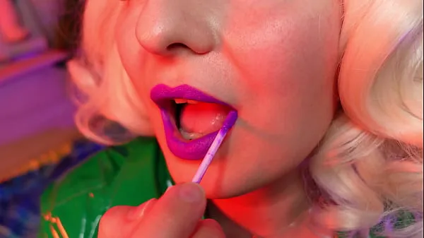Hot lipstick seduce - ASMR closeup video of pin up MILF Arya warm Movies