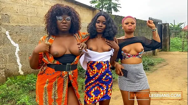 گرم Horny African Babes Show Tits For Real Lesbian Threesome After Jungle Rave گرم فلمیں