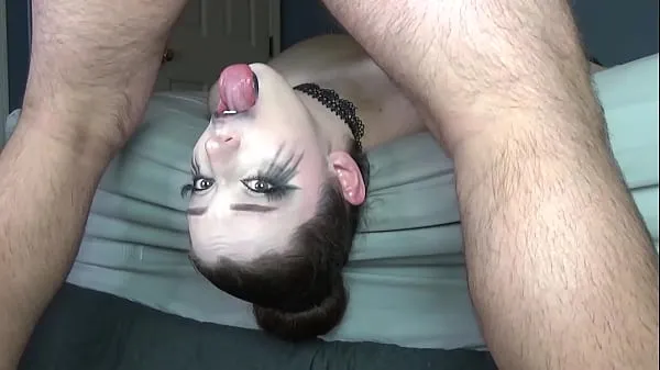 Hete Big Titty Goth Babe with Sloppy Ruined Makeup & Black Lipstick Gets EXTREME Off the Bed Upside Down Facefuck with Balls Deep Slamming Throatpie warme films