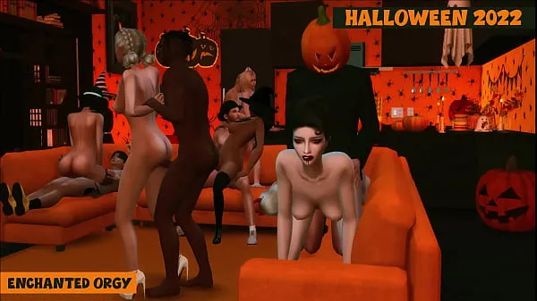 뜨거운 Sims 4. Halloween 2022. Part 2 (Final) - Enchanted Orgy (Hardcore Penthouse parody 따뜻한 영화