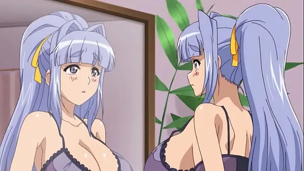 Heiße Süßes Hentai-Mädchen mit blauen Haaren und dicken Möpsen genießt Sexwarme Filme