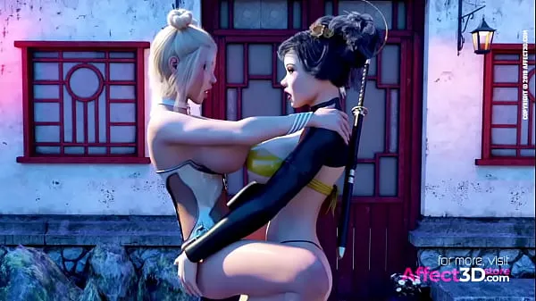 Babes futa asiatiques ayant des relations sexuelles à trois dans une animation 3d Films chauds