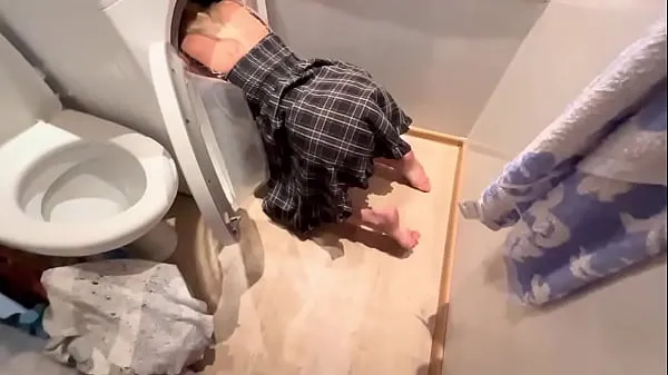 뜨거운 My girlfriend's anal when she got stuck in the washing machine (she liked it 따뜻한 영화