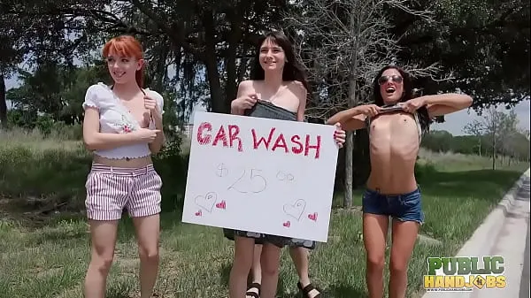 Hete PublicHandjobs - Get wet and wild at the car wash with bubbly Chloe Sky and her horny friends warme films
