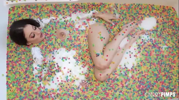 Hot This solo scene with Cherry of the Month Maddy May is playful and fun as she rolls around in a tub of cereal. You'll want to eat her up while she plays with her big tits warm Movies