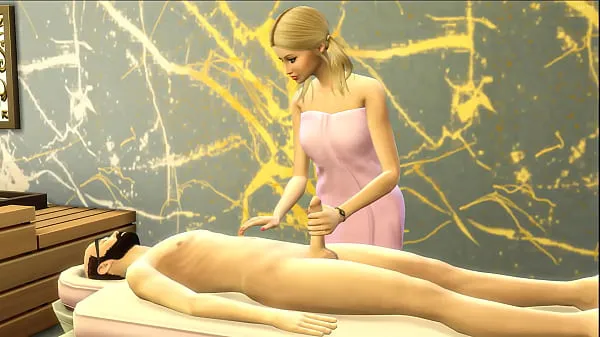 گرم Hot Blonde stepdaughter gives her stepdad a massage in her new salon گرم فلمیں