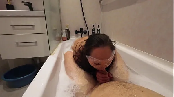 Hete cute stepsiter sucking in bath. POV blowjob,foam tits warme films
