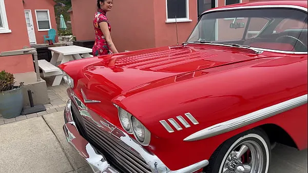 Menő Viva Athena in Classic Car (1958 Impala meleg filmek