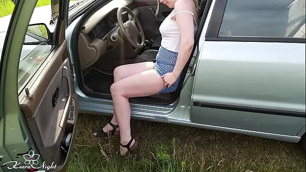 Hot Beauty Fingering, Masturbates Pussy Vibrator and Orgasms in the Car warm Movies