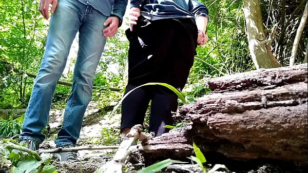 Hot Milf with a beautiful fat ass takes off her pants and pisses next to a stranger in nature warm Movies
