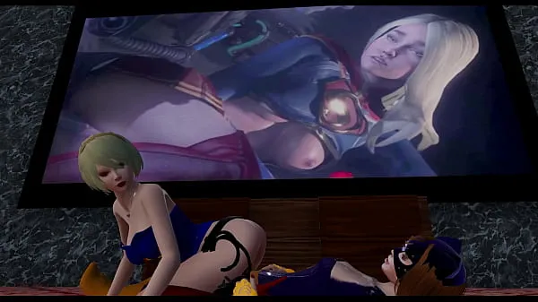 Hot DC Girls 1 Batgirl and Supergirl watching their porn warm Movies