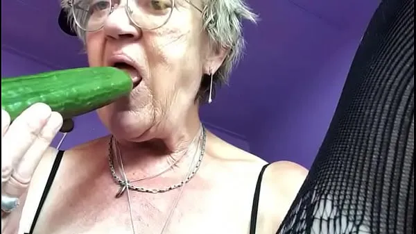 Hot Grandma plays with cucumber warm Movies