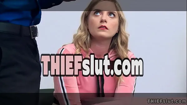 گرم Cute blonde Dresden caught by a mall cop and now her tiny teen pussy gets a real punishement گرم فلمیں