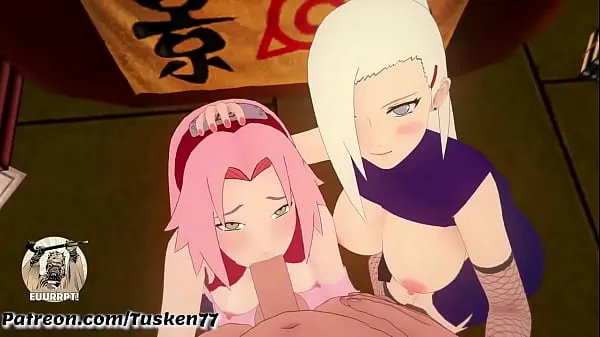 Gorące NARUTO 3D HENTAI: Kunoichi Sluts Ino & Sakura thanking their hero Narutociepłe filmy