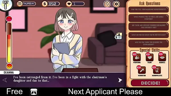Hotte Next Applicant Please (free game itchio) Visual Novel varme filmer