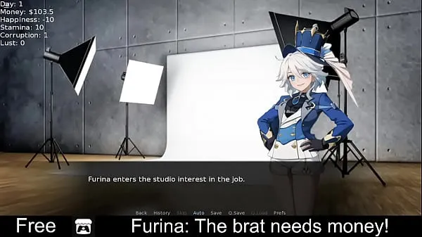 Hot Furina: The brat needs money! (free game itchio) Visual Novel, Role Playing warm Movies