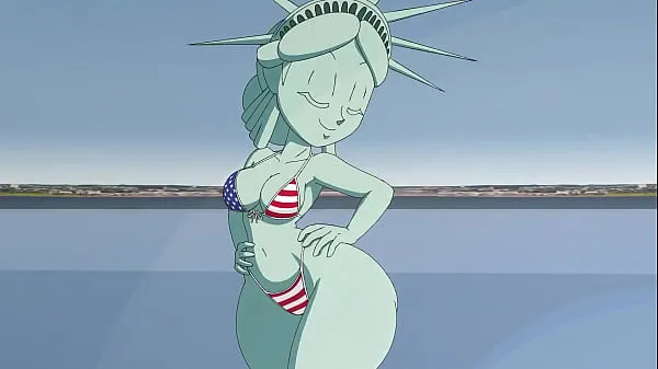 Kuumia Tansau Scenes with the Statues of Liberty and Freedom lämpimiä elokuvia