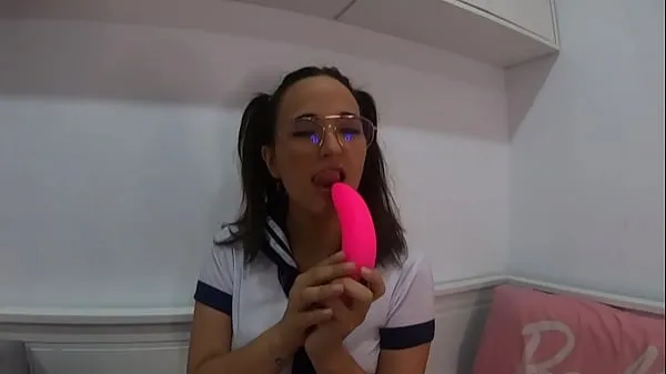 Hotte Cosplay student girl with glasses pigtail and dildo -CLAUDIA BAVEL varme filmer