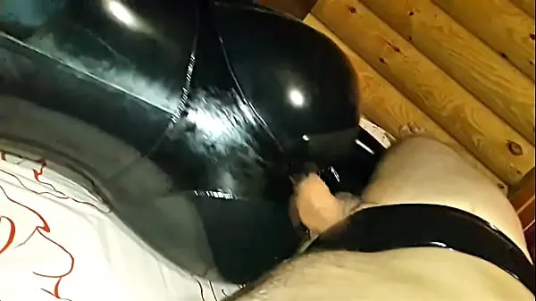 Hot Me fucking my wife's big ass in black latex catsuit at home warm Movies